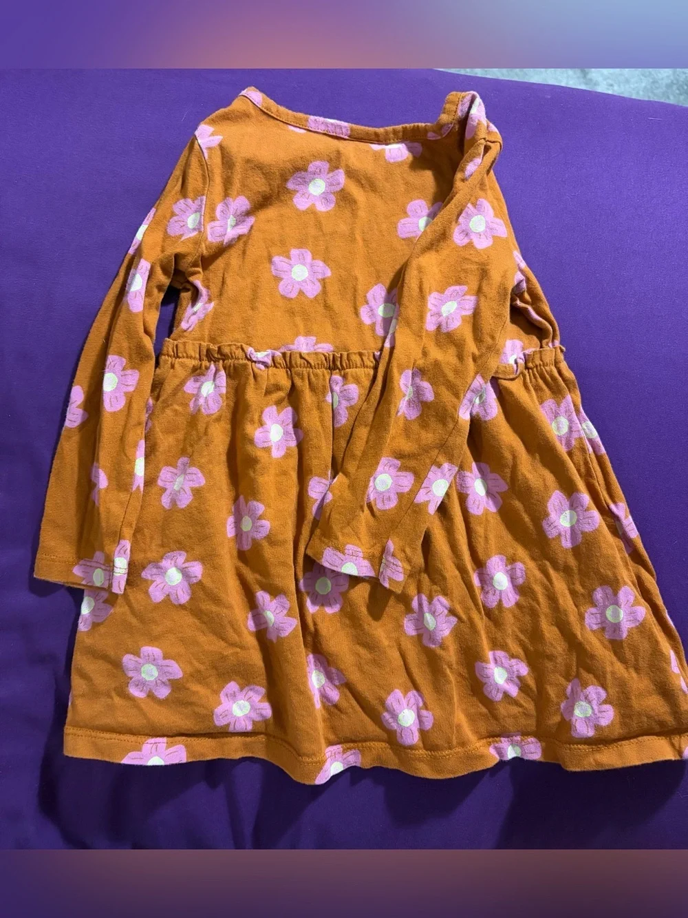 Old Navy Orange and Pink Floral Long Sleeve Dress